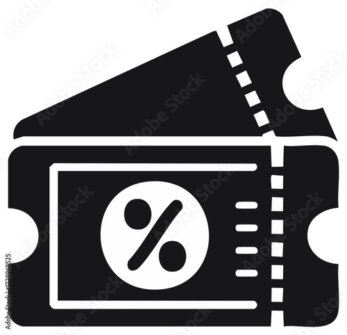 Black and white promotional discount coupon graphic of percentage savings