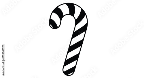 Candy cane with black stripes for christmas