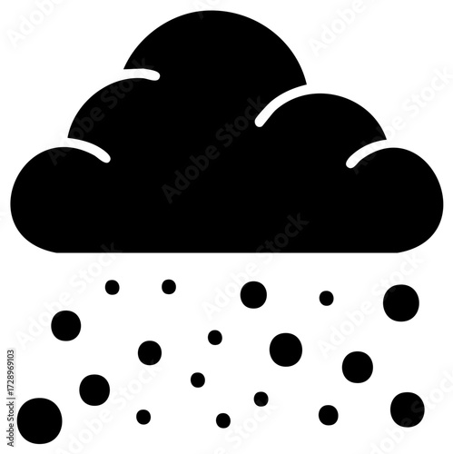 Hailing cloud storm icon black and white silhouette weather symbol