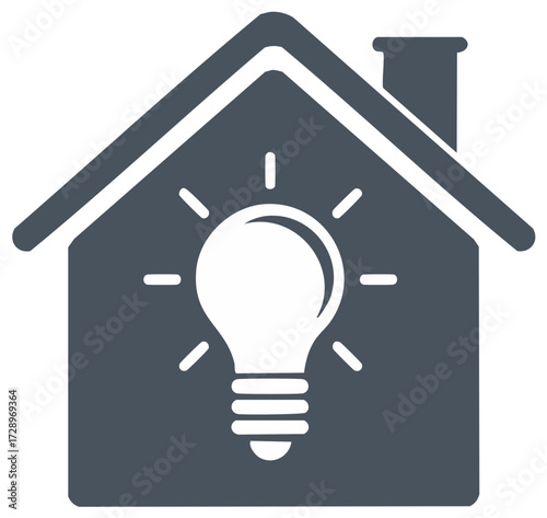 Home Energy Efficiency Icon Featuring a House and Lightbulb Design Element for Eco Friendly Power