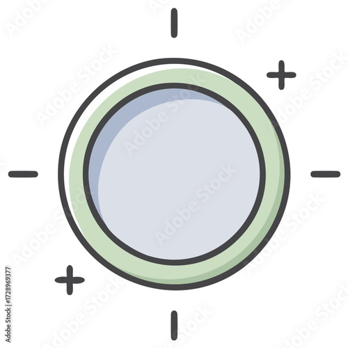 Stylized illustration of a circle with plus and minus signs, design element.