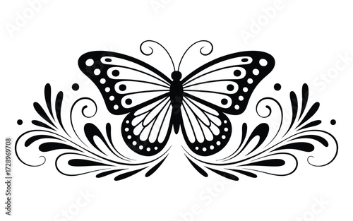 Stylish ornamental butterfly graphic, detailed decorative illustration for print and digital artwork