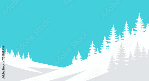 Serene winter landscape with snow-covered trees and ample copy space for your design needs