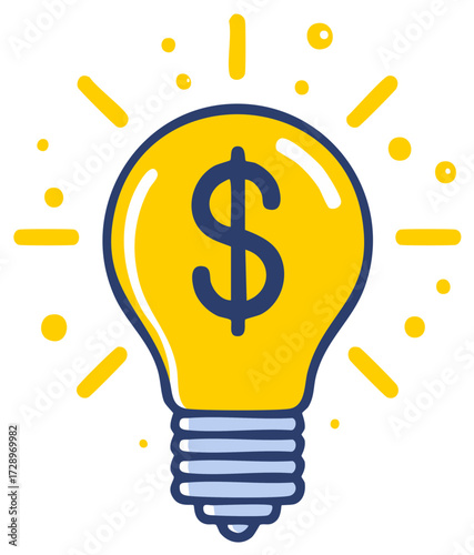 Dollar sign in lightbulb representing money and financial idea