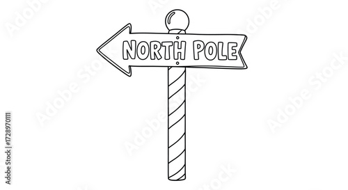 North pole signpost points to the left