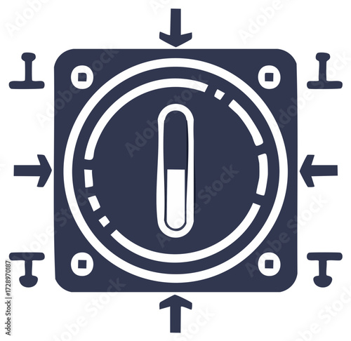 Digital data compression optimization icon with inward arrows and adjustment elements