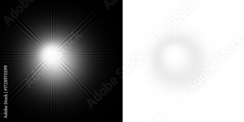 Dramatic burst of light effect for adding emphasis and energy to designs, creating a powerful, eye-catching focal point with a bold, dynamic presence