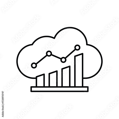 Cloud Analytics thinline icon , vector, pixel perfect, illustrator file 
