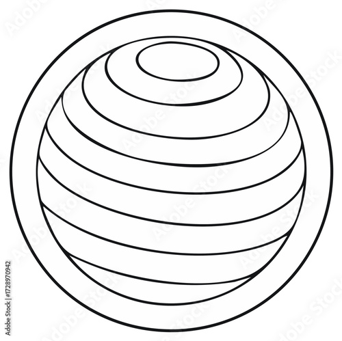 Abstract illustration of a spherical object with concentric circles design.