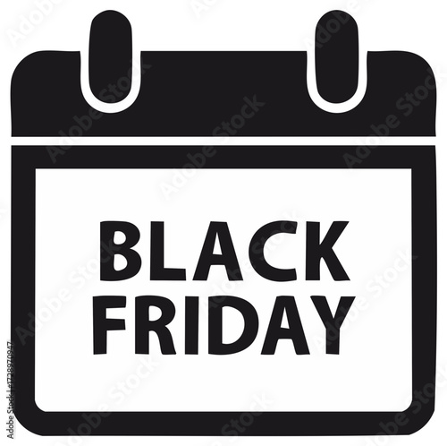 Black Friday calendar icon representing a major shopping holiday event and discount promotion