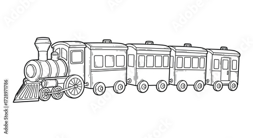 Illustration of a vintage train with carriages