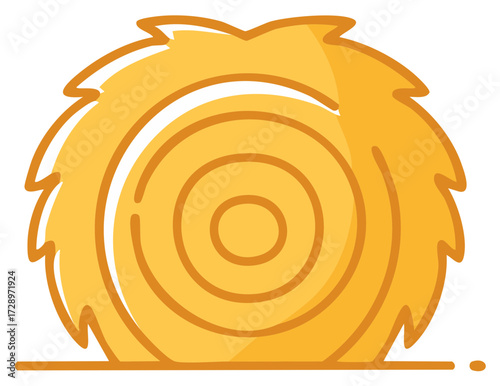 Iconic Hay Bale Cartoon Illustration: Golden Round Stack in Field for Agriculture Concept