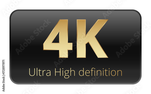 4k ultra high definition display logo in gold on black background.