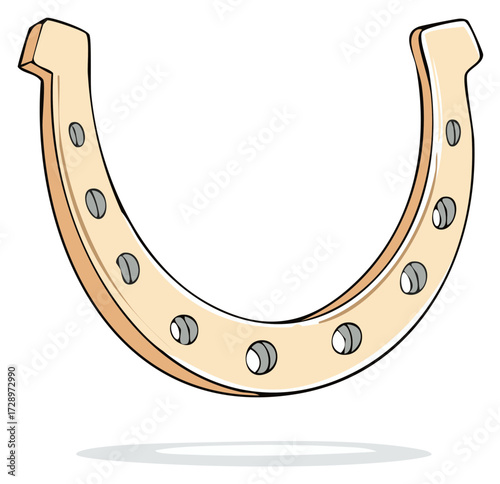 Illustration of a single golden horseshoe with nail holes
