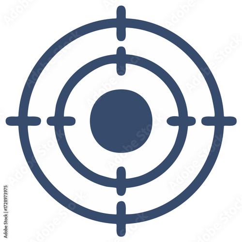 Blue bullseye target icon with crosshair lines on white background