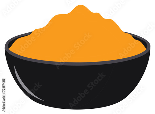 Bright Orange Puree or Mousse Served in a Deep Black Bowl