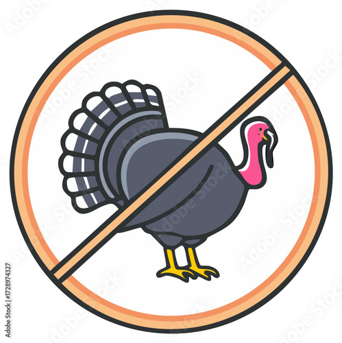 Illustration of a turkey crossed out in a circular sign