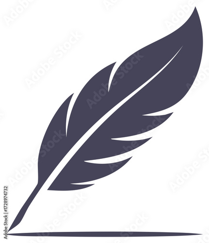 Stylized feather quill pen icon representing writing history and artistic expression