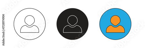 Icon set of half body person illustration on circle background.