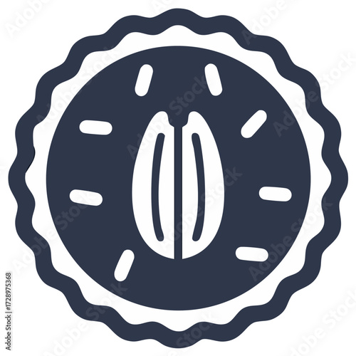 Peach Pie Icon, Bakery Treat with Filling and Crust, Confectionary Pastry Glyph Symbol for Food Designs