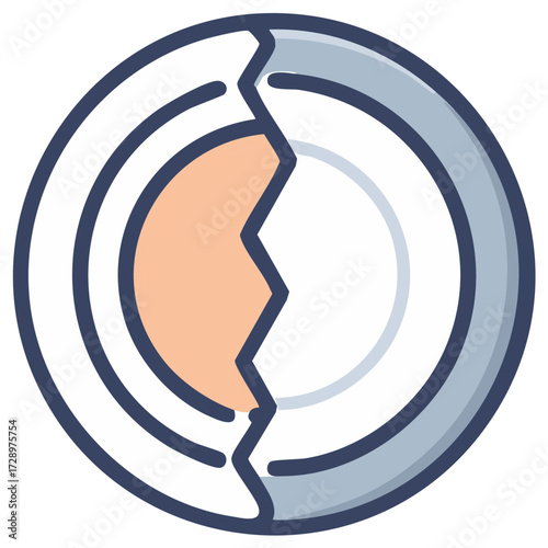 Vector icon of a broken plate symbolizing conflict argument or failure
