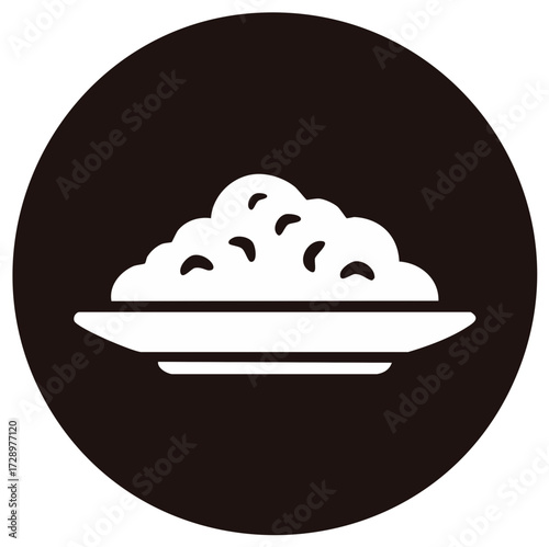 White food icon on a plate within a black circle