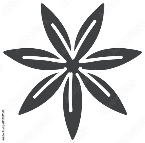 Abstract Star Anise Spice Icon Minimalist Aroma Element Dark Silhouette Isolated
