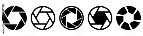 Camera Aperture Icon Set – Stylized Photography Symbols in Minimal Line Design