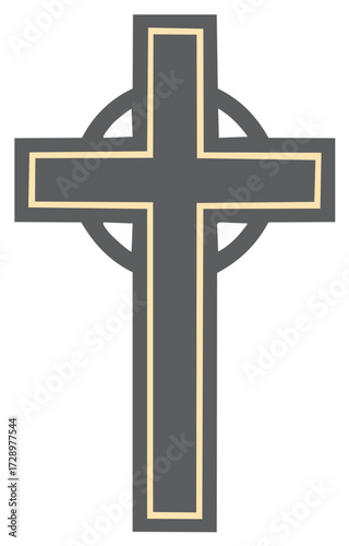 Simple Celtic cross with nimbus ring. Vector illustration of a Christian religious symbol.