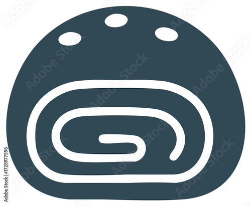 Stylized Swiss Roll Cake Icon Dark Teal with White Icing Design Delicious Treat Sweet Design