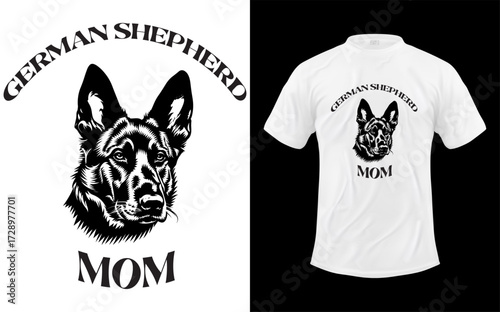 Adorable german shepherd mom with puppy dog illustration for pet lovers