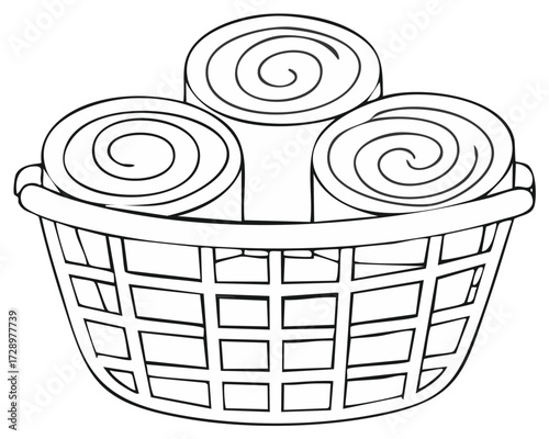 Basket of Rolled Towels Illustration