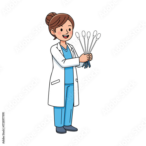 Illustration of cotton swabs isolated on transparent background  - Medical Equipment Vector Icon