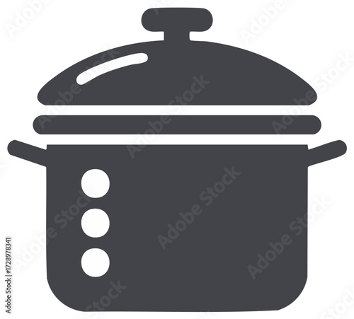 Simple silhouette icon of a stockpot with a lid for cooking and kitchen themes