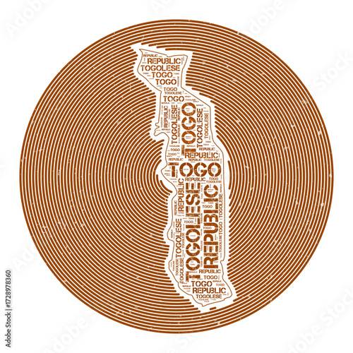 Togo Vector Image. Country round logo design. Togo poster in circular arcs and wordcloud style. Trendy vector illustration.