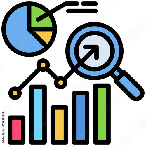Market research icon for market research, website, application, printing, document, poster design, etc