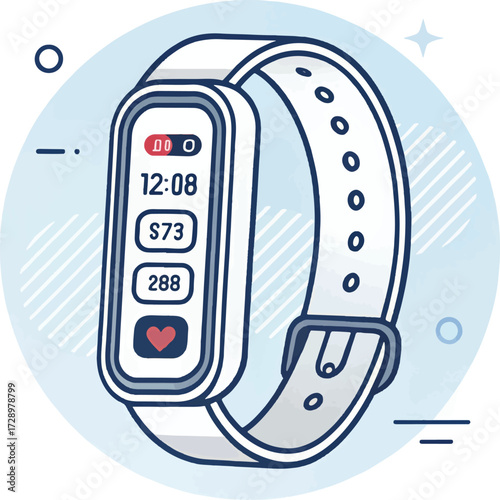 Fitness Tracker Wristband with Heart Rate and Activity Data Display