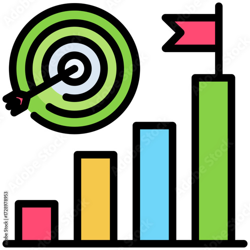 objective icon for market research, website, application, printing, document, poster design, etc