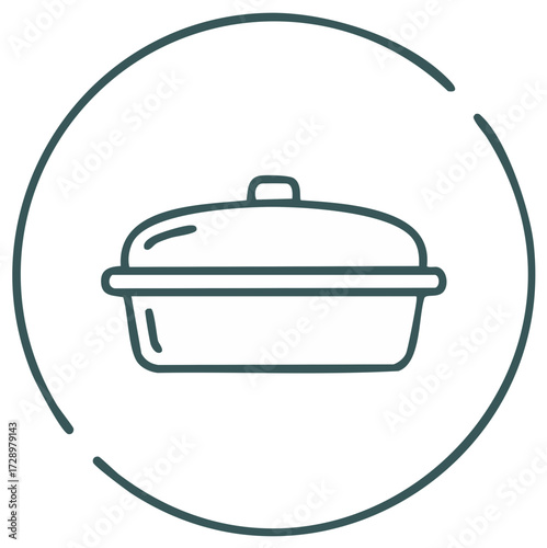 Casserole dish icon within a circle