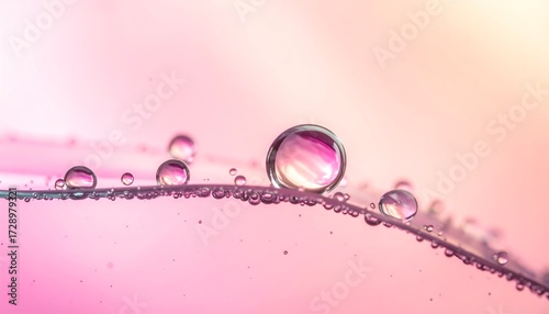 Macro Water Droplets on a Delicate Surface with Pink Background.