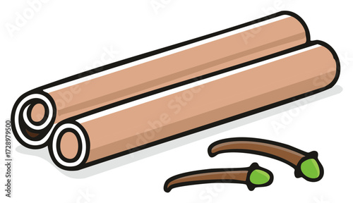 Cinnamon sticks and cloves vector illustration for aromatic spices and seasoning