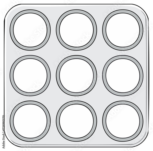 Empty muffin pan in vector style, baking tray illustration