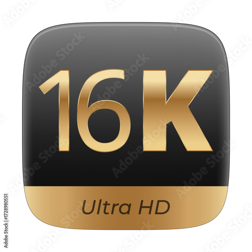 16k ultra hd icon in sleek gold and black design.