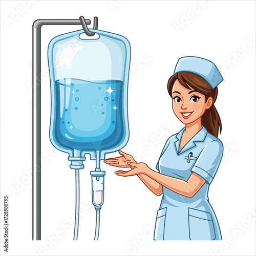 Medical iv bag with tubing isolated on transparent background - Medical Equipment Vector Icon