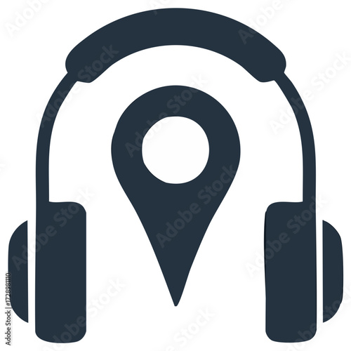 Audio Navigation Pin Icon with Headphones