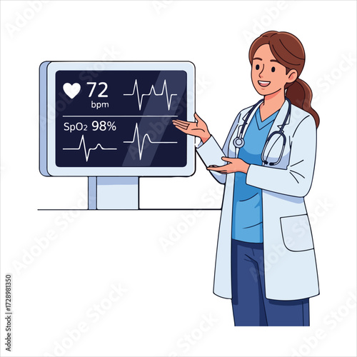 Medical patient monitor isolated on transparent background - Medical Equipment Vector Icon