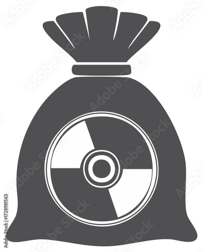 Waste Bag with Radiation Sign Radioactive Material and Risky Trash for Environmental Protection