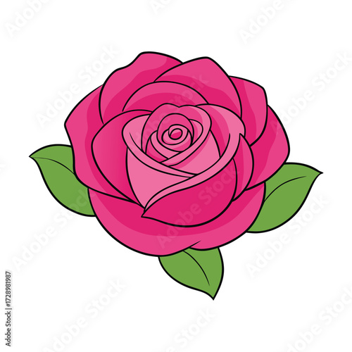 A vibrant hot pink rose blooms with bold petals and velvety texture, radiating passion and elegance. Its striking color symbolizes admiration, joy, and heartfelt affection.
