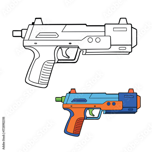 A dynamic rival Nerf gun coloring page featuring a detailed blaster with bold outlines, foam darts, and action-ready design—perfect for kids who love toy battle adventures!
