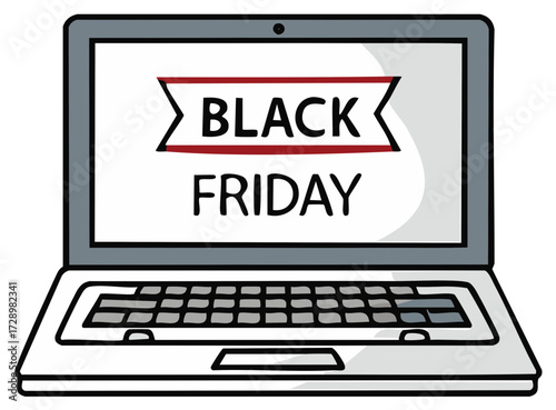 Laptop Showing Black Friday Sale Promotion Online for Shopping Discount Event